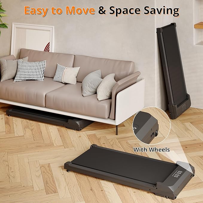 Walking Pad Treadmill, Under Desk Treadmill for Home/Office with 250 lbs Weight Capacity, 2.5HP Low Noise Walking Pad, Remote Control, LED Display