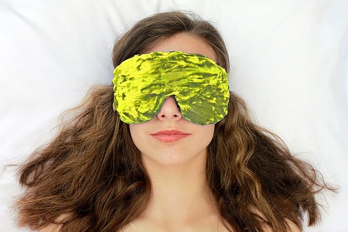 Handmade Weighted Sleep Eye Mask Yoga Pillow - Flax Seed Fill - Unscented - Lime - TEMF-LM