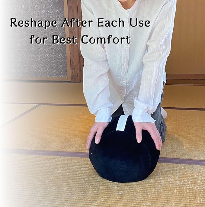 Zafu Meditation Cushion Japan Made | Authentic Zen Temple Style Zazen Seat – Firm Kapok Filling for Mindfulness, Yoga & Posture Support