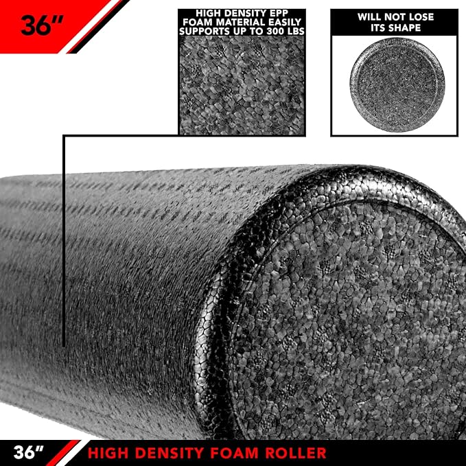JFIT High Density Foam Roller – EPP Deep Tissue Massage Roller for Muscle Recovery, Myofascial Release & Stretching