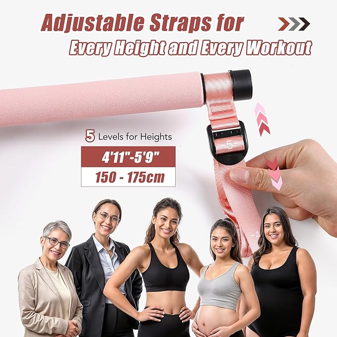Upgraded Pilates Bar Kit with Resistance Bands Natural Latex for Women & Men, Heavy-Duty Stainless Steel Multifunctional Yoga Pilates Stick for Home Gym Exercise Fitness Equipment Full-Body Workouts