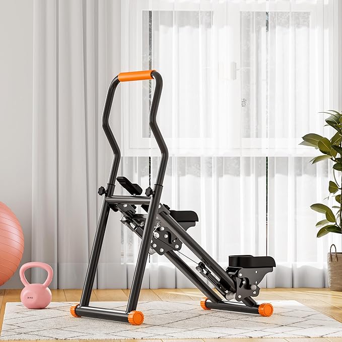 DlandHome Stair Stepper for Home Gym, Foldable Vertical Climber Machine with LCD Monitor, Stair Master with Adjustable Handlebar & Oversized Pedal, Stair Climber for Full-Body Workout