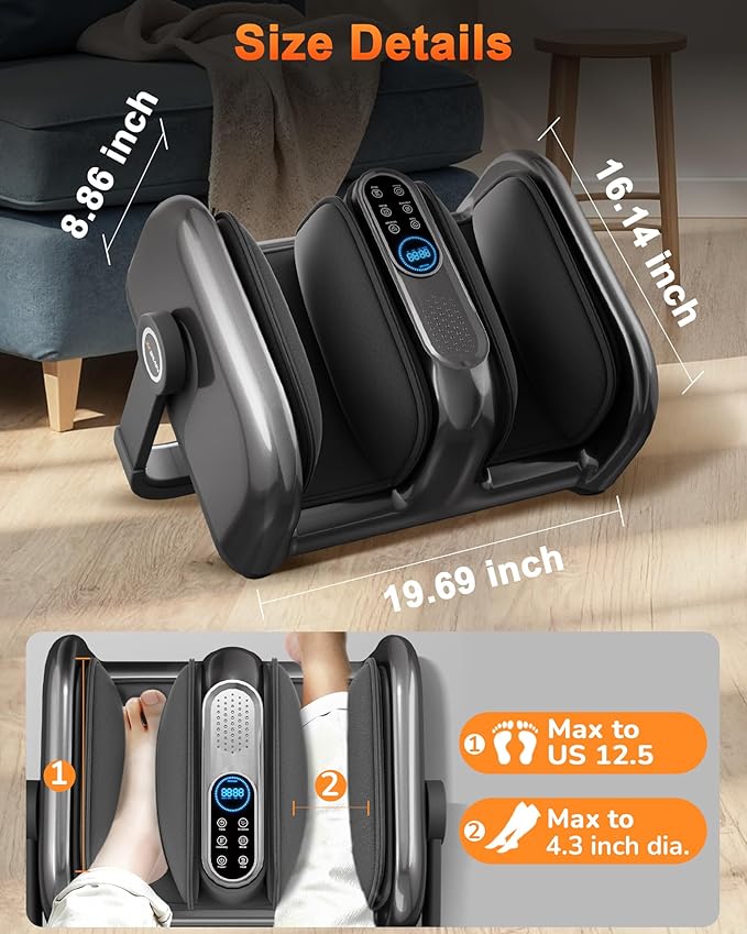 Shiatsu Foot Massager Machine with Heat : Deep Kneading Calf Massager with Vibration for Plantar Fasciitis, Neuropathy, Pain Relief, Circulation for Home and Office Use