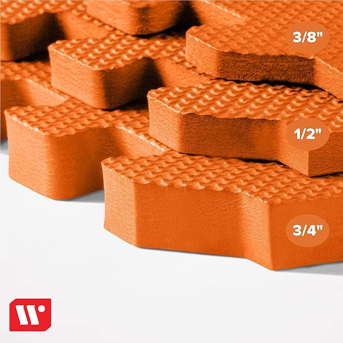 We Sell Mats 3/8" Thick Multipurpose EVA Foam Exercise Floor Mat, Interlocking Tiles, Anti-Fatigue for Home or Gym