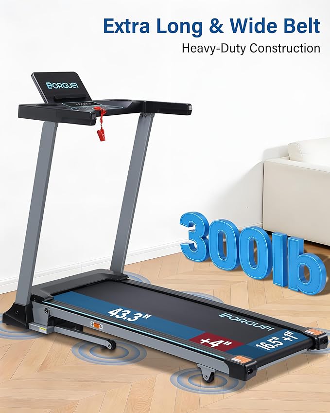 47.3" Smart Treadmill with Auto Incline & Bluetooth App, 3.5 HP Walking Pad Treadmill for Home, 300 lbs Weight Capacity, 10 MPH Speed, 40 Preset Programs, LED Display