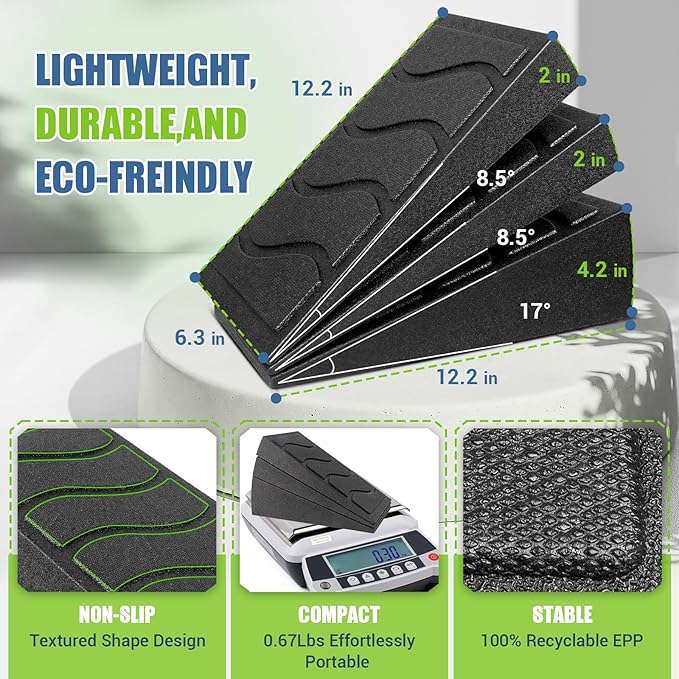 Squat Wedge Block, 5 Adjustable Angles Slant Board for Calf Stretching with Stretching Strap & Poster, 520 LBS Heel Elevated Squat Wedge Capacity for Yoga, Ankle Physical Therapy & Mobility