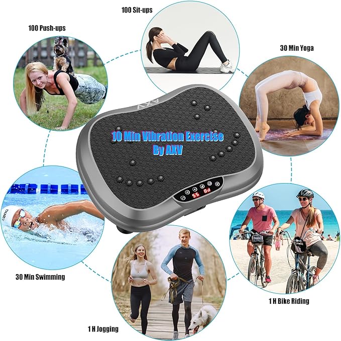 AXV Vibration Plate Exercise Machine Whole Body Workout Vibrate Fitness Platform Lymphatic Drainage Machine for Weight Loss Shaping Toning Wellness Home Gyms Workout
