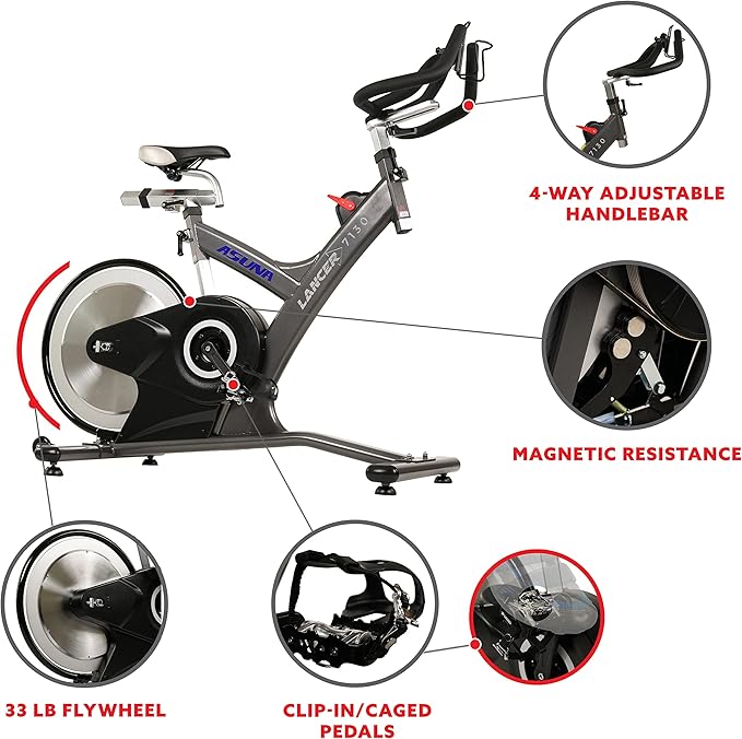 Sunny Health & Fitness Premium ASUNA Indoor Stationary Exercise Bike, Indoor Cycling Equipment w/Step-less Magnetic Resistance Plus Adjustable Handlebar & Seat, Home Cardio Training Machine for Adult