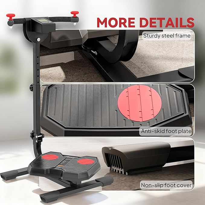Soozier Foldable Ab Twister Board for Waist Trimming with Screen Showing Time, Calories, Ab Workout Equipment for Women and Men, Core Fitness Training Ab and Butt Workout Equipment