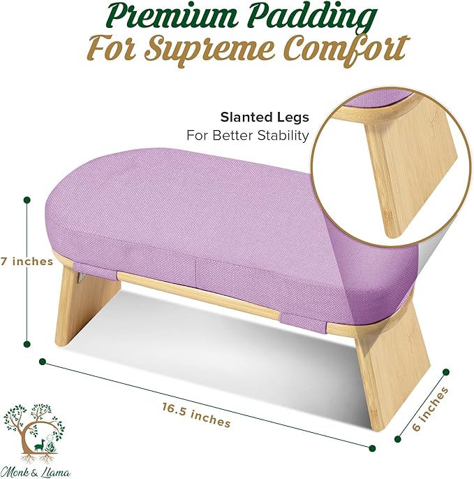 MONK & LLAMA Meditation Bench - Foldable, Ergonomic, Bamboo Kneeling Stool— Perfect Seiza Bench Meditation Stool Chair for Prayer & Travel - Deeper & Enjoyable Sessions
