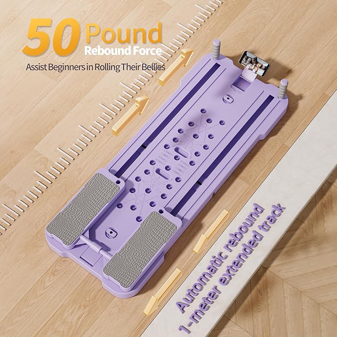Multifunctional Pilates Board - Home Fat Burning Fitness Equipment with 3 Modes, Foldable Design, 330LBS Capacity, Stainless Steel Rollers for Core, Leg, Arm & Back Training