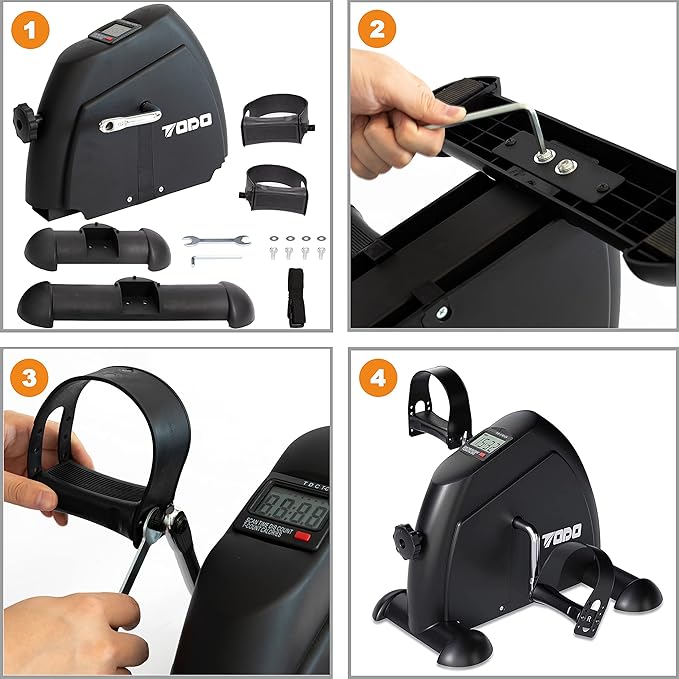 TODO Mini Exercise Bike Pedal Exerciser Foot Peddler Portable Therapy Bicycle with Digital Monitor