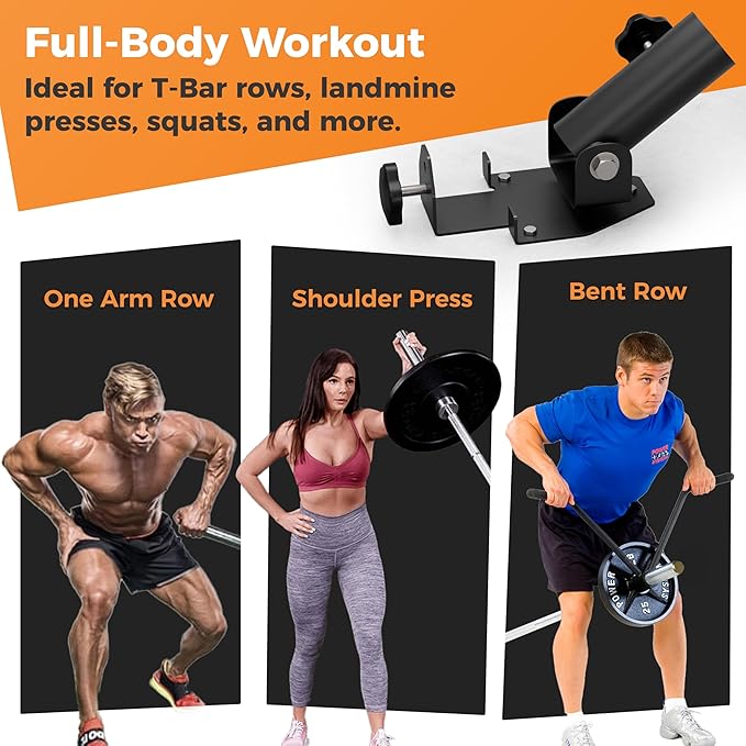 EVERSTRONG T Bar Row Attachment with V Bar Attachment Landmine Handle - 360 Swivel Landmine Attachment for Barbell for Full-Body Workout in Home Gym - Small Spaces - Deadlifts Squats Landmine Stand
