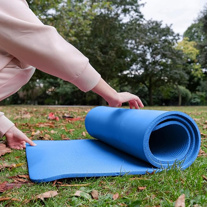 BalanceFrom 71x24 Inches Extra Thick Yoga Mat 1-Inch High-Density Foam – Roll-Up Exercise Pad with Double-Sided Non-Slip Surface and Carrying Strap for Pilates and Home Workouts, Multiple Colors