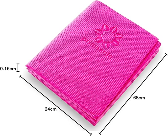Primasole Folding Yoga Travel Pilates Mat Foldable Easy to Carry to Class Beach Park Tear resistant Travel Picnics 4mm Thick 9 Colors