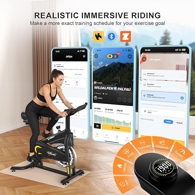 Exercise Bikes for Home,Spin Bike with Adjustable Magnetic,Brake Pad Resistance Silent Belt Drive,350lbs/300lbs Weight Capacity &Upgraded Version Seat for Home Cardio&Weight Loss(QM-530W)
