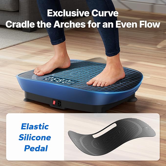 MERACH Vibration Plate Exercise Machine, Curved Vibration Plate for Lymphatic Drainage Weight Loss, Vibrating Plate with Real-Time Calorie Tracking on LED Display, Workout Equipment for Home Women Men