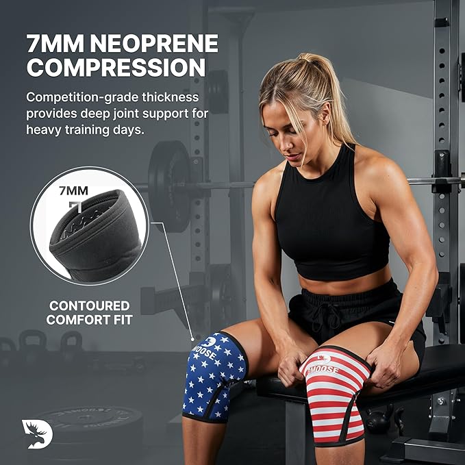 DMoose Fitness Knee Sleeves for Weightlifting (Pair) 78” Knee Wraps for Joint Support, Squats & Powerlifting - Gym Brace Straps for Joint Stability & Pain Relief, USPA & IPL Approved for Men and Women