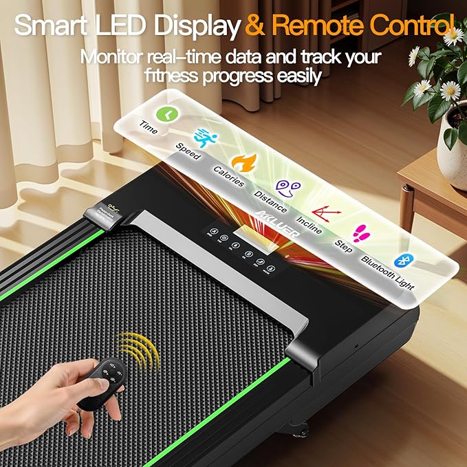 Akluer Walking Pad Treadmill, Portable Under Desk Treadmill 330lbs Capacity, Compact Treadmills Mini Walking Pad, 2.5HP Portable Treadmills with Remote Control, for Home Office Small Space