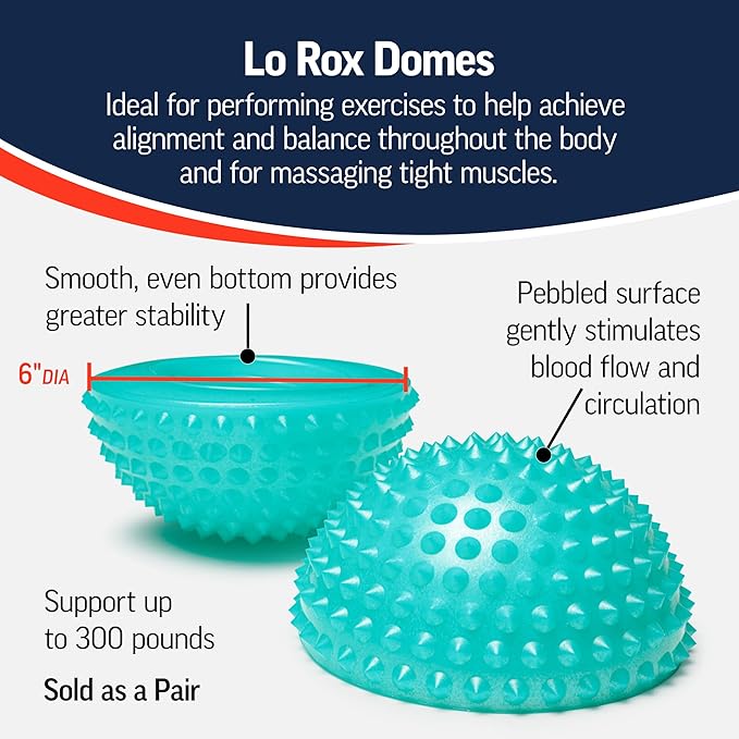 OPTP Lo Rox Domes (Pair) - Textured Balance Pods - Stability and Balance Training Equipment - Sensory and Self-Massage Tools - by Lauren Roxburgh