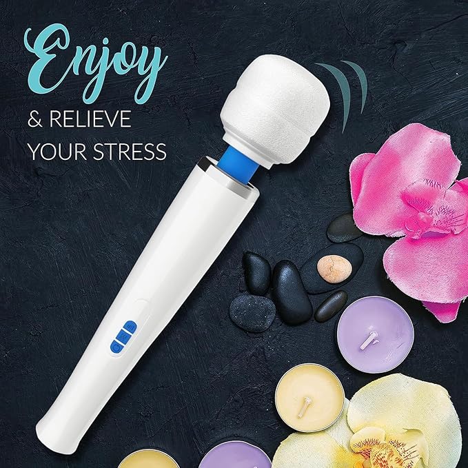 Therapeutic Cordless Massager - Powerful Massage Tool Handheld 8 Speeds 20 Patterns - Rechargeable Hand Massagers for Sore Muscles - Hand Held Massage Wand Tool for Neck & Back
