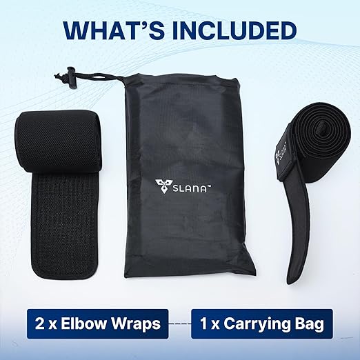 Elbow Wraps for Weightlifting – 40” Long Adjustable Compression - Elbow Sleeves Weightlifting Men with Hook-and-Loop Closure – Support for Heavy Pressing, Strength Training & Lifting Stability