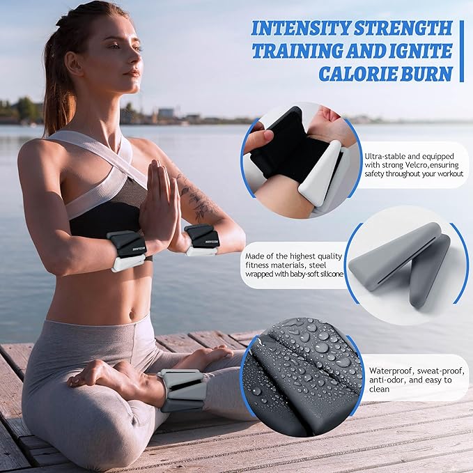 Ankle Weights for Women Wrist Weights Set of 2 (1 lb/2 lb Each) Adjustable Arm Leg Weight for Womens Men Suitable for Walking Swimming Running Pilates Yoga Gym