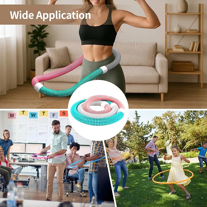 Adults Weighted Fitness Hoop 3.3 Lbs, Spring Fitness Hoop For Weight Loss, Pvc, Shape, Exercise Anytime