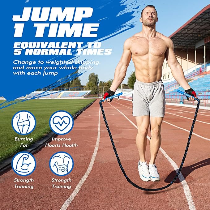 Jump Rope, Weighted Jump Rope for Fitness, Boxing Equipment Jump Ropes for Men Women, Battle Skipping Ropes for Exercise, Suitable for Boxing, Cardio, Training Muscle Speed Home Gym Workout Equipment