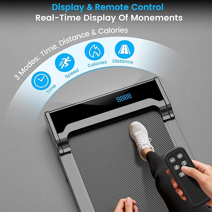 Walking Pad Treadmill for Home - Under Desk Walk Pads with Remote Control Mini Running Portable Electric Machine Adjustable Slim Compact with 0.6-4.0MPH Max up 220 Lbs Modes for Office Small Spaces