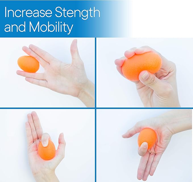 RMS 4-Pack Hand Exercise Balls - Physical & Occupational Therapy Kit for Strengthening Grip & Reducing Stiffness - Arthritis Pain Relief Exerciser for Rehabilitation, Fidget, Stress Relief