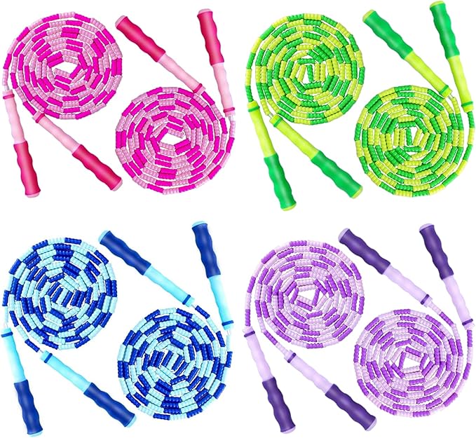 Jump Rope for Kids Girls and Boys, Soft Beaded Jump Ropes, Adjustable Skipping Rope, Tangle-Free Segmented Rope for Kid and Women Men Adults Exercise, Keeping Fit, Training - 9.2Ft