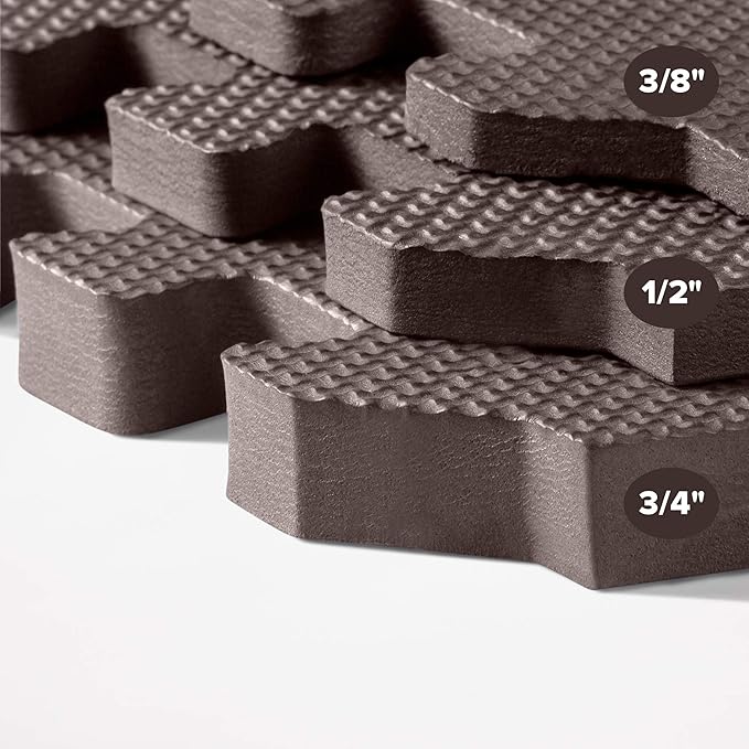 We Sell Mats 3/8" Thick Multipurpose EVA Foam Exercise Floor Mat, Interlocking Tiles, Anti-Fatigue for Home or Gym