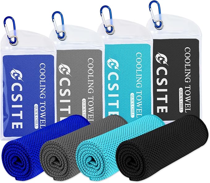 4 Pack Cooling Towels (47"x12") for Neck and Face, Ice Towel for Hot Weather, Soft Breathable Chilly Gym Towels, Microfiber Towel for Work Out, Yoga, Running, Camping & More Activities
