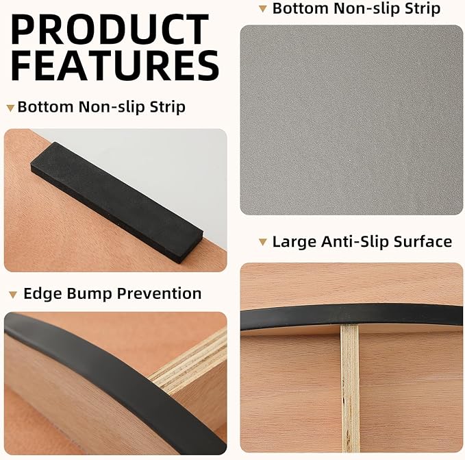 Juoe Balance Board Wobble Board for Adults and Kids - Anti-Slip 350LBS Balance Board for Physical Therapy,Balance Training,Posture Correction,Standing Desk Core Strength Wooden Balance Rocker Board