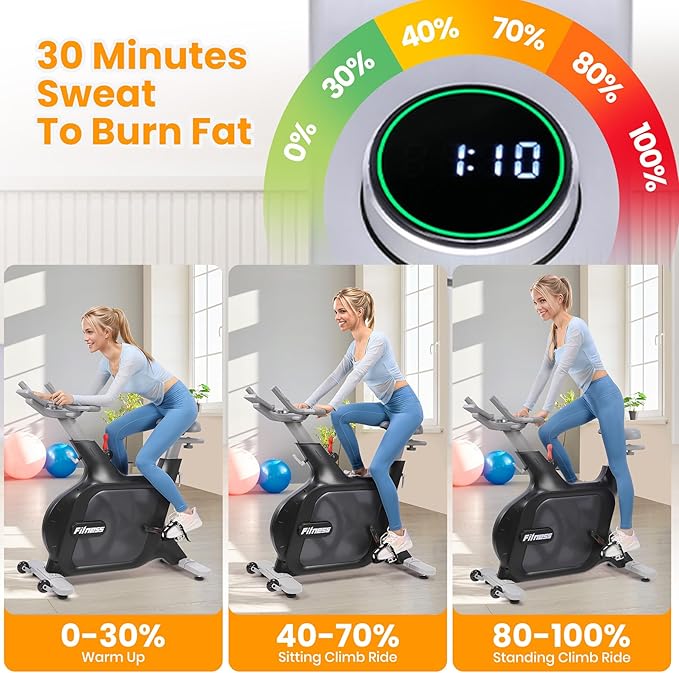 GarveeLife Exercise Bike, Indoor Cycling Bike/Brake Pad Stationary Bike for Home, Indoor Bike with Silent Belt Drive, Heavy Flywheel, Comfortable Seat Cushion and Upgraded LCD Monitor