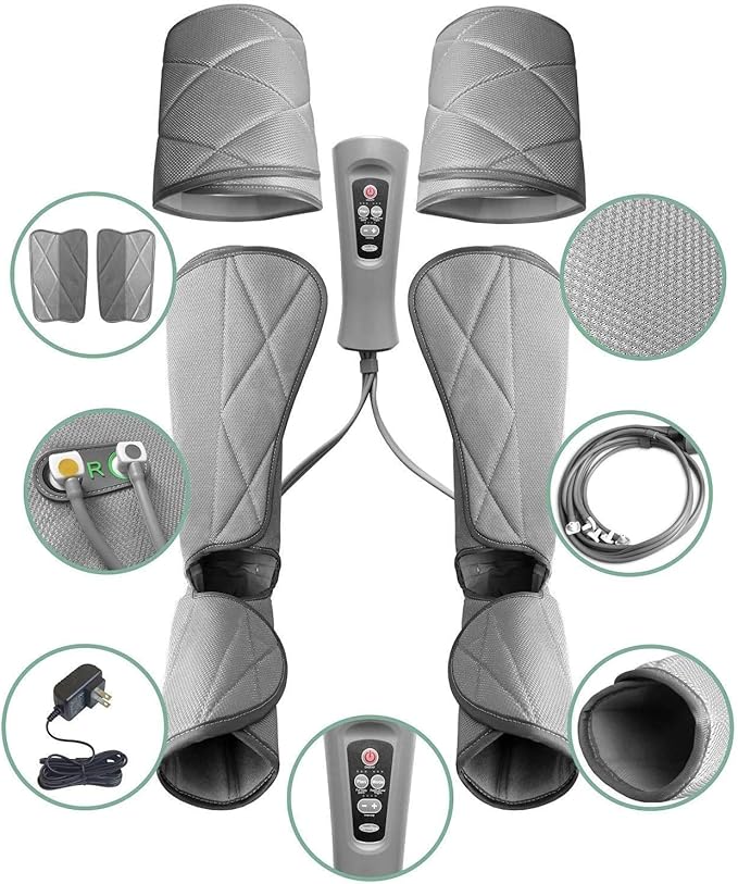 Leg Massager for Circulation - Foot and Calf Massager, Air Compression Leg Wraps Massage Boots Machine for Home Use Leg Massage - scd Machine for Calf, Thigh and Foot Massager, FSA or HSA Eligible