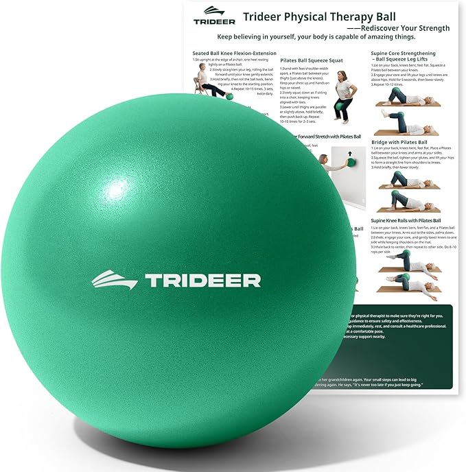 Trideer Exercise Balls Physical Therapy, 9 Inch Pilates Ball Between Knees for Physical Therapy, Mini Exercise Ball - Yoga Ball, Small Workout Balls for Core Strength and Back Support with Guide