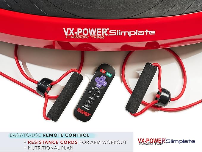 VX-Power Slimplate Galaxy - Vibration Plate Whole Body Vibration Platform Exercise Machine with Resistance Cords for Body Shaping, Cardio, Toning & Wellness, Bluetooth Speakers