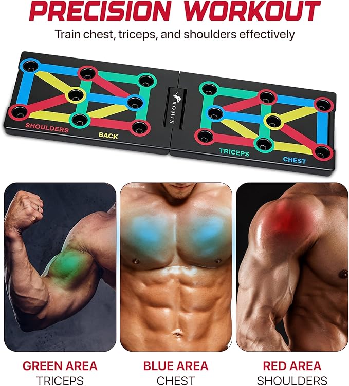 ROMIX Push Up Board for Men, Foldable Push Up Board, Multifunctional Pushup Stand, Muscle Board Rack Professional Strength Training Equipment for Man and Women at Home Gym Chest/Back/Abs Training