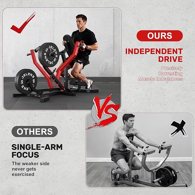 RM01 Seated Row Machine, Back Exercising Equipment Plate Loaded, Chest Supported T-bar Row Machine with Independent Arms, Back Machine Home Gym for 400LBS Capacity Gym Equipment