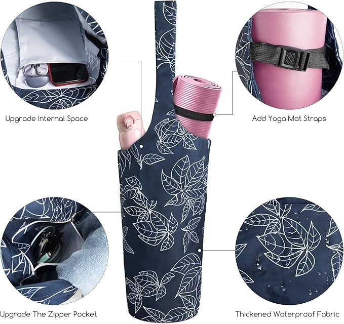 IwIeIaIrI Yoga Mat Bag for Women with Large Size Pocket and Zipper Pocket,Yoga Gifts Accessories with Adjustable Shoulder Strap- Fits Most Workout Stuff