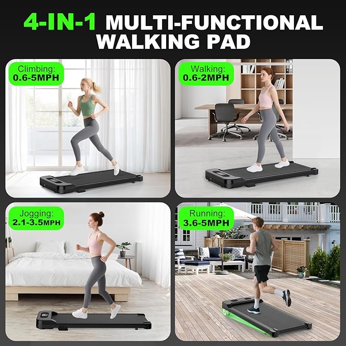 Incline Walking Pad with Handle Bars, 3.5HP Foldable Portable Treadmills for Home Office, Low Noise <40dB Under Desk Treadmill with 330LB Capacity, Wide Running Belt with Remote Control & LED Display