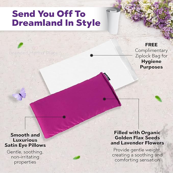 The Asli Co. [7 Packs] 2 in 1 Hot & Cool Therapy Handmade Eye Pillow (Dark Plum) Filled with 100% Natural Organic Flax Seeds & Lavender - Soothing and Calming Scent for Relaxation & Deep Sleep