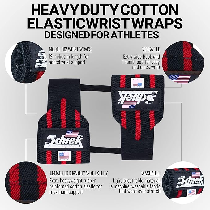 Schiek Sports Heavy Duty Model Wrist Wraps - Gym Workouts Wrist Support - Weight Lifting