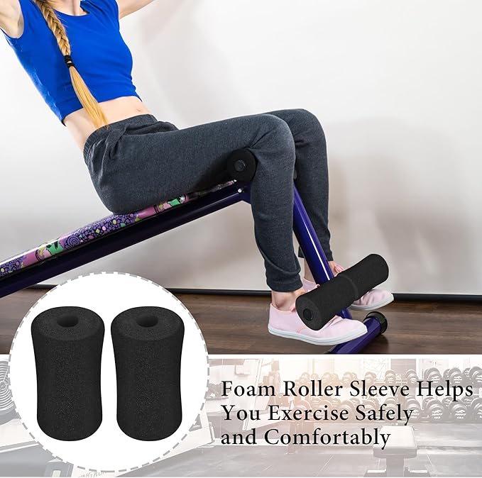 Foam Foot Pads Rollers,Gym Replacement Parts for Leg Pads Set- 4 Pcs Extension Weight Bench,Replacement Set of Rollers with Leg Extension for Weight Training Bench
