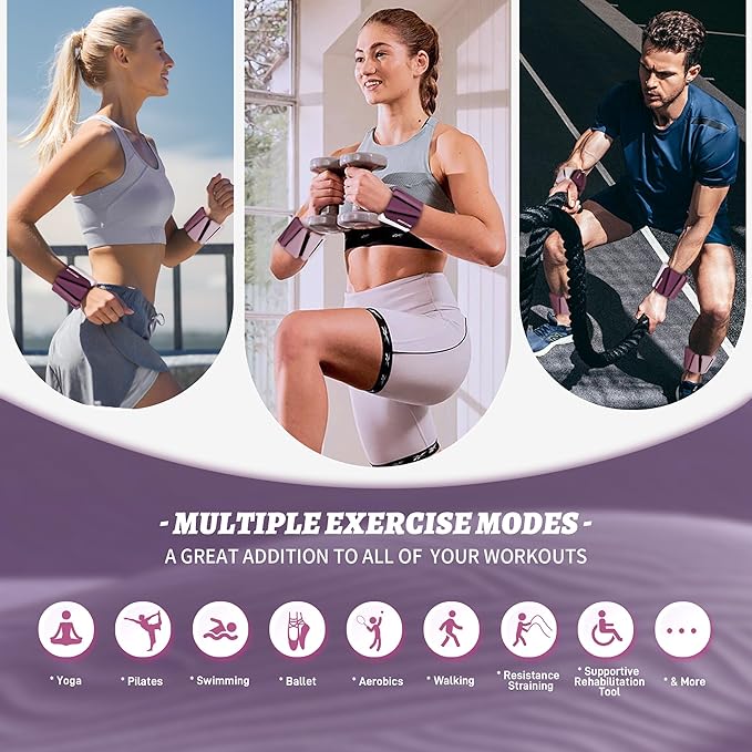 Ankle Weights for Women Wrist Weights Set of 2 (1 lb/2 lb Each) Adjustable Arm Leg Weight for Womens Men Suitable for Walking Swimming Running Pilates Yoga Gym
