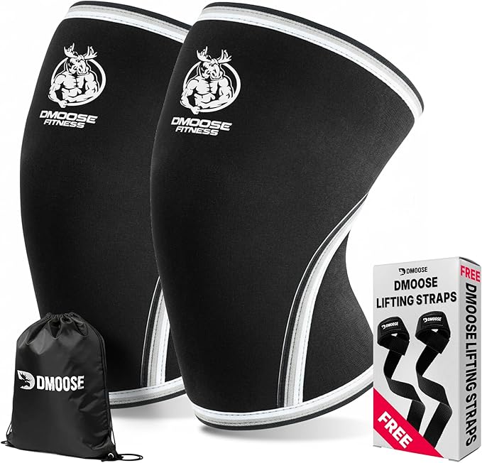 DMoose Fitness Knee Sleeves for Weightlifting (Pair) 78” Knee Wraps for Joint Support, Squats & Powerlifting - Gym Brace Straps for Joint Stability & Pain Relief, USPA & IPL Approved for Men and Women