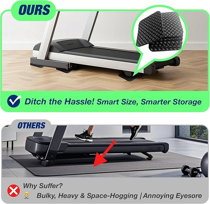 6 Pack Treadmill Pads - Anti-Slip & Anti-Vibration Exercise Equipment Mats - Floor Protectors for Hardwood & Carpet, Noise Reducing Stabilizer Feet for Bike, Elliptical, Rower (Square, 4"x4"x0.2")