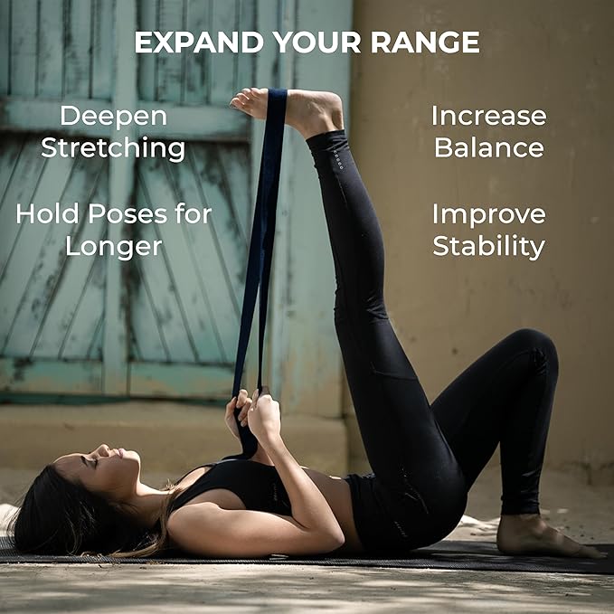 Sunshine Yoga 10-Pack Yoga Strap, 8-Foot Yoga Straps With Anti-Slip D-Ring Buckle, Adjustable Leg Stretching Strap, Exercise Stretch Strap for Muscle and Hamstring Stretch